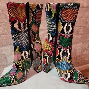 Snake Print Ankle Boots by Rumbidizo